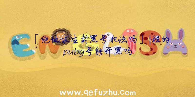 「绝地求生卖黑号犯法吗」|租的pubg号能开黑吗